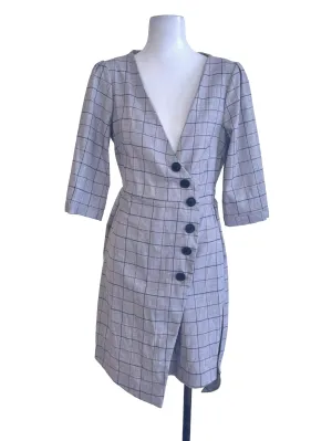 Grey Windowpane Patterned Dress