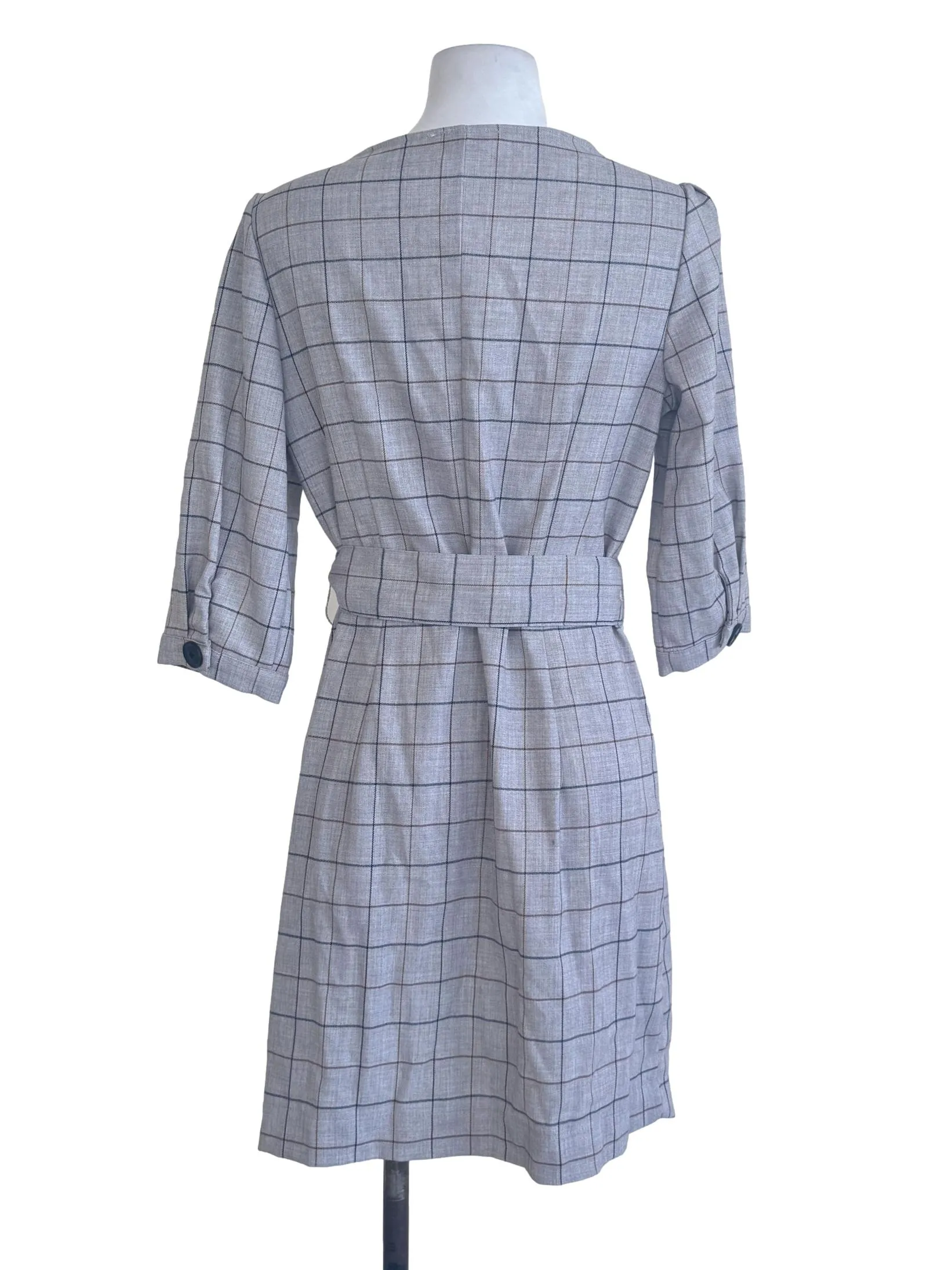 Grey Windowpane Patterned Dress