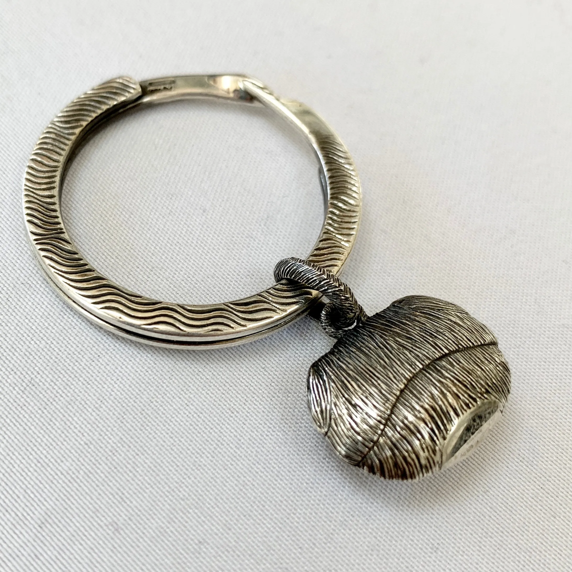 Gucci Bulldog Head Keyring in Sterling Silver