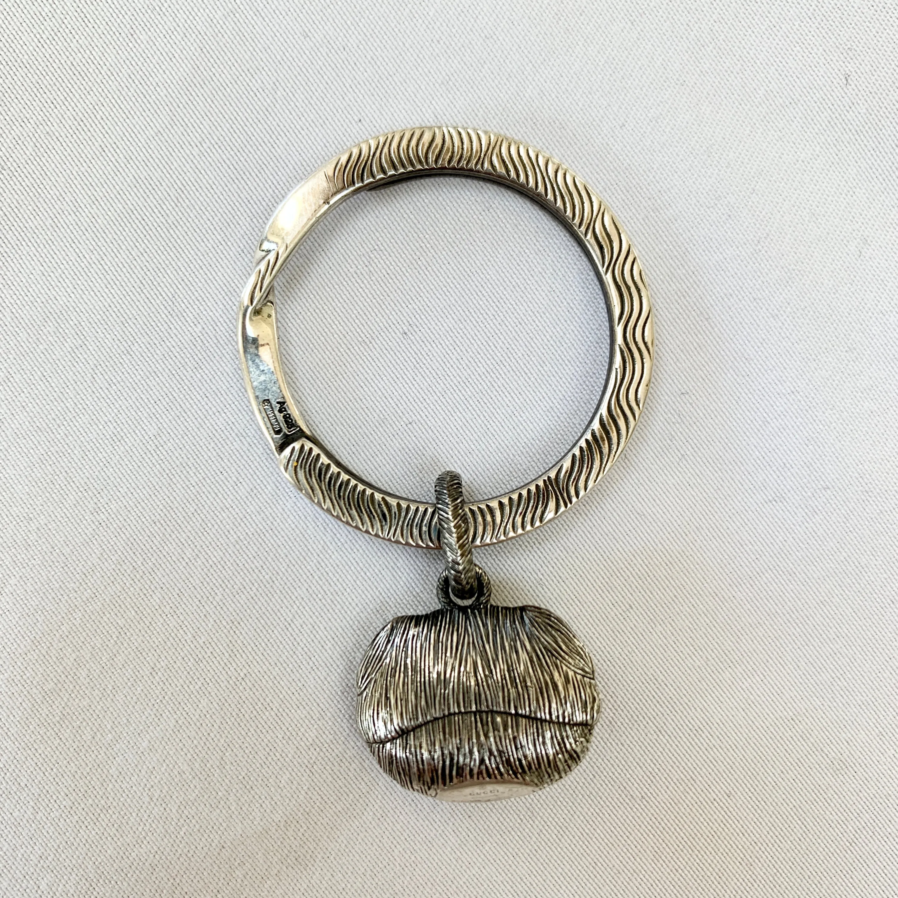 Gucci Bulldog Head Keyring in Sterling Silver