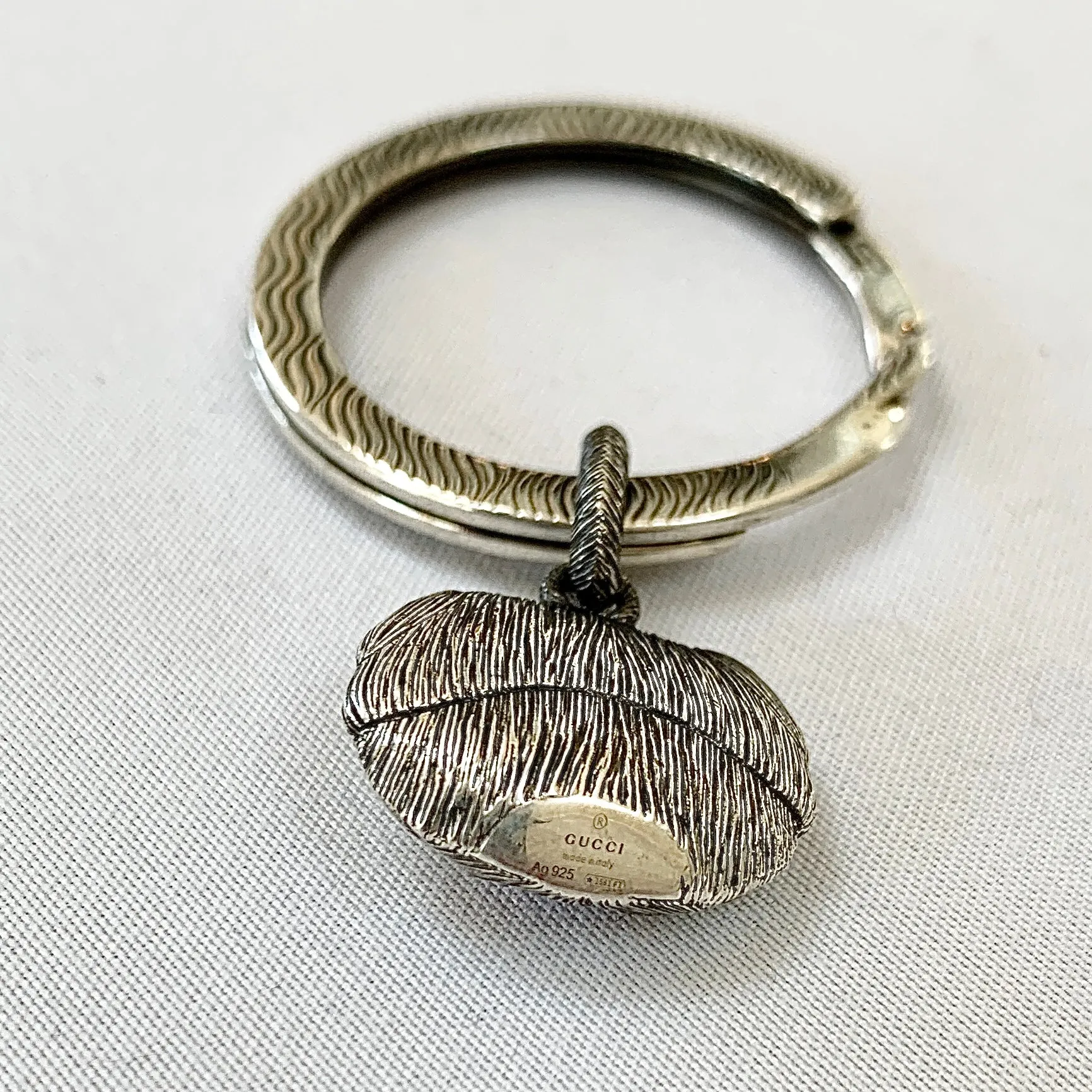 Gucci Bulldog Head Keyring in Sterling Silver