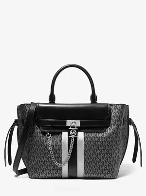 Hamilton Legacy Large Metallic Logo Stripe Belted Satchel
