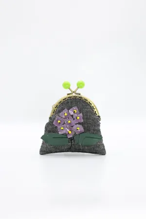 Handmade Small Purses - Recycled Charcoal Denim Lilac