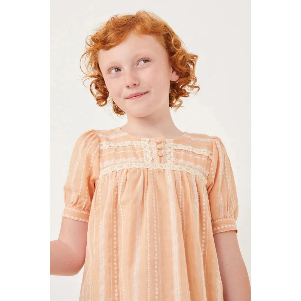 Hayden Girls Lace Trimmed Buttoned Textured Top