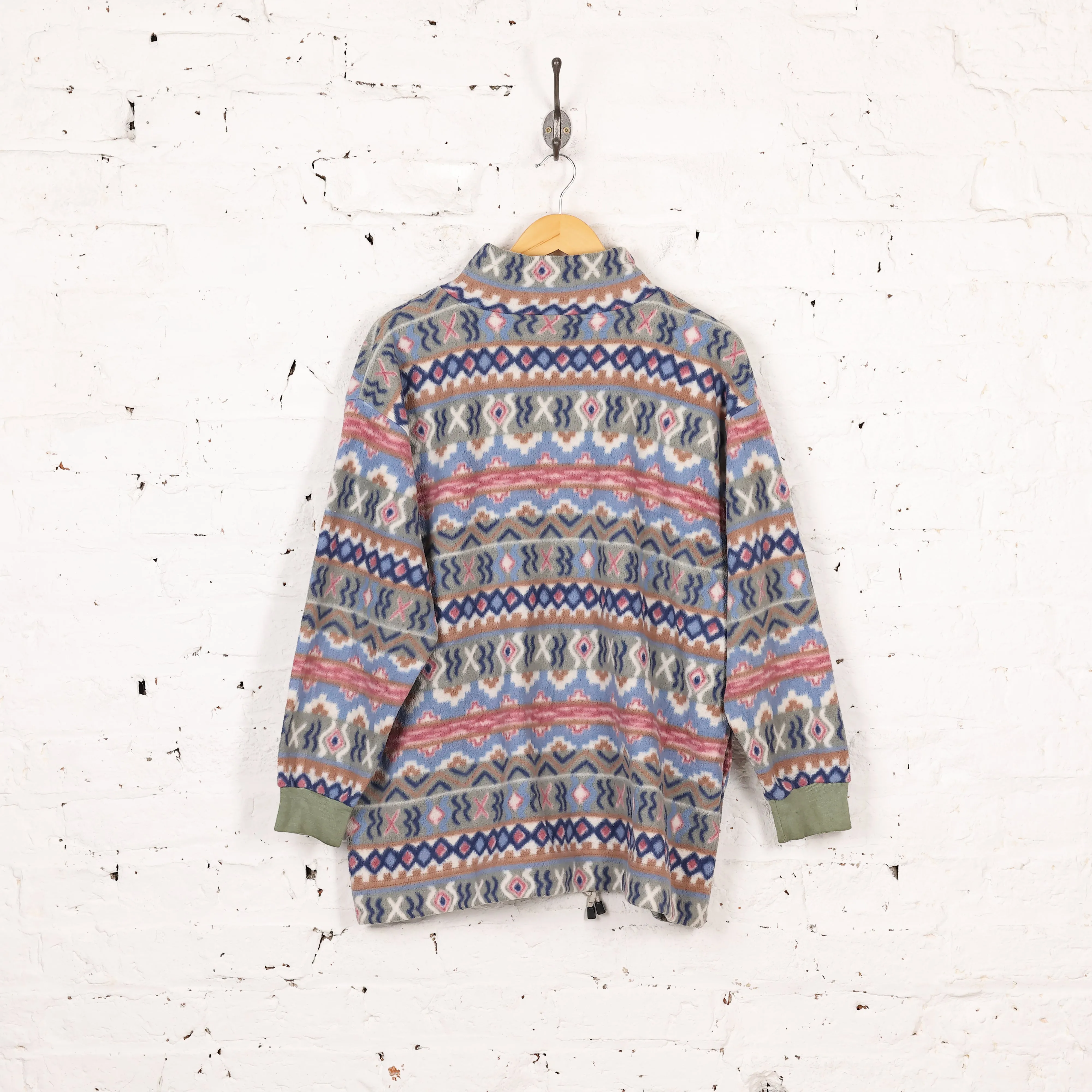 Headlock Vintage 1/4 Zip 90s Pattern Fleece - Green/Pink - M