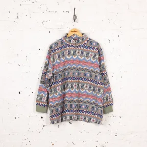 Headlock Vintage 1/4 Zip 90s Pattern Fleece - Green/Pink - M