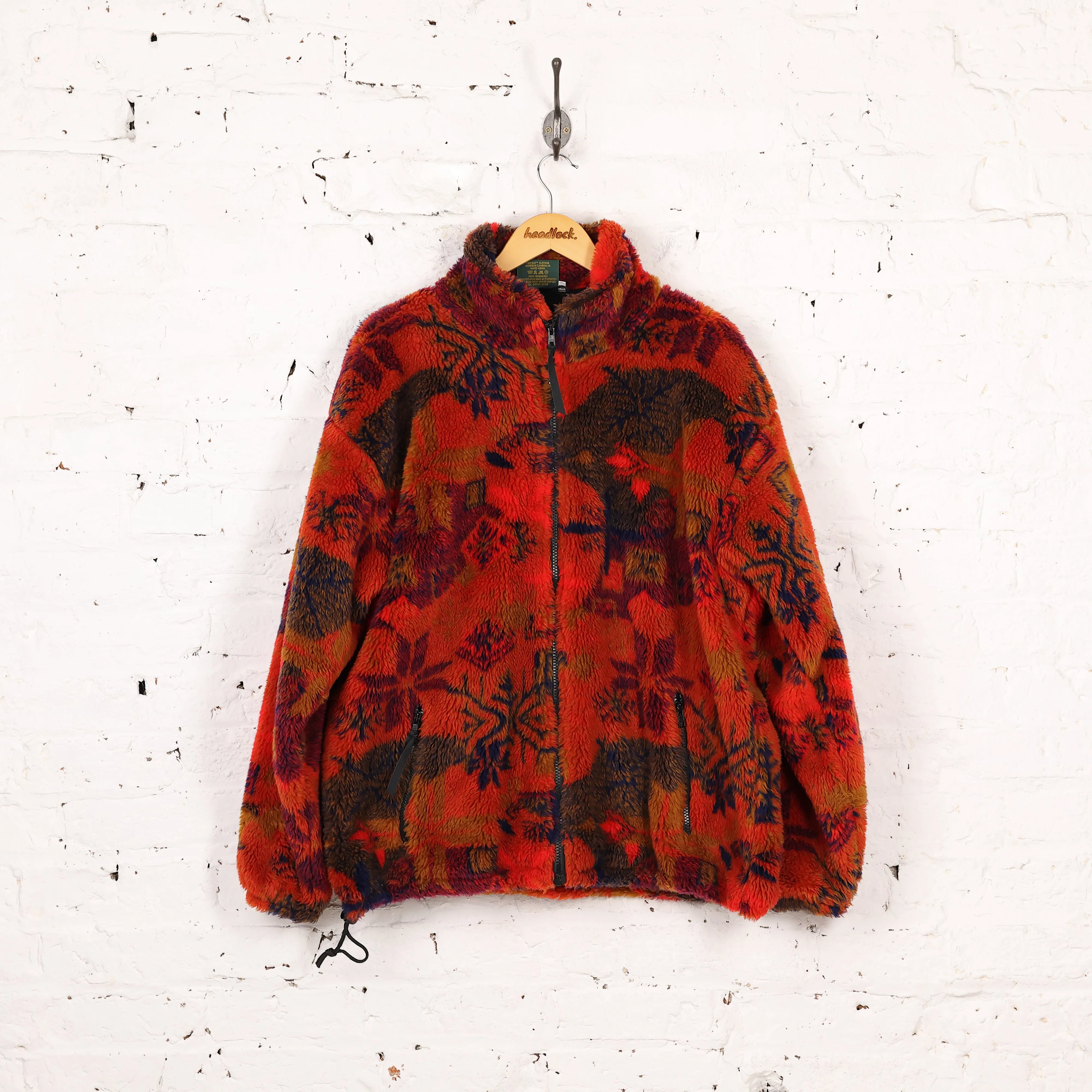 Headlock Vintage Leaf Pattern Fleece - Orange - XL