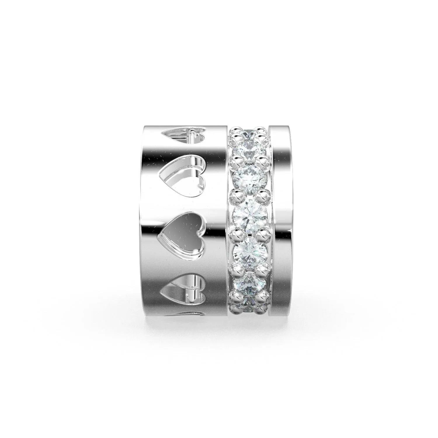 Heart Real Diamond 18k Solid Gold Eternity Rondelle Wheel Spacer Handmade Beads