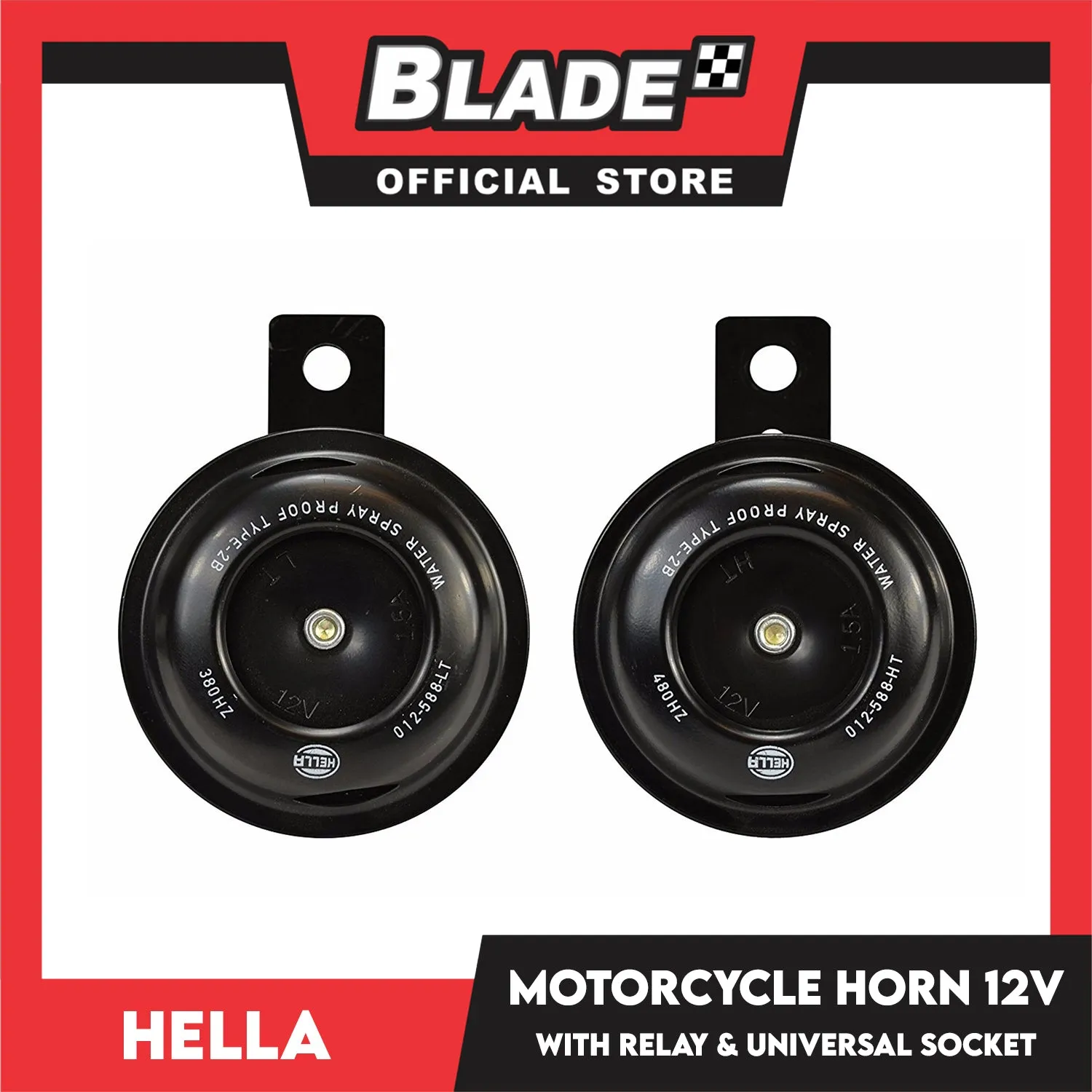 Hella Motorcycle Horn 12V H-MHP011 with Relay & Universal Socket
