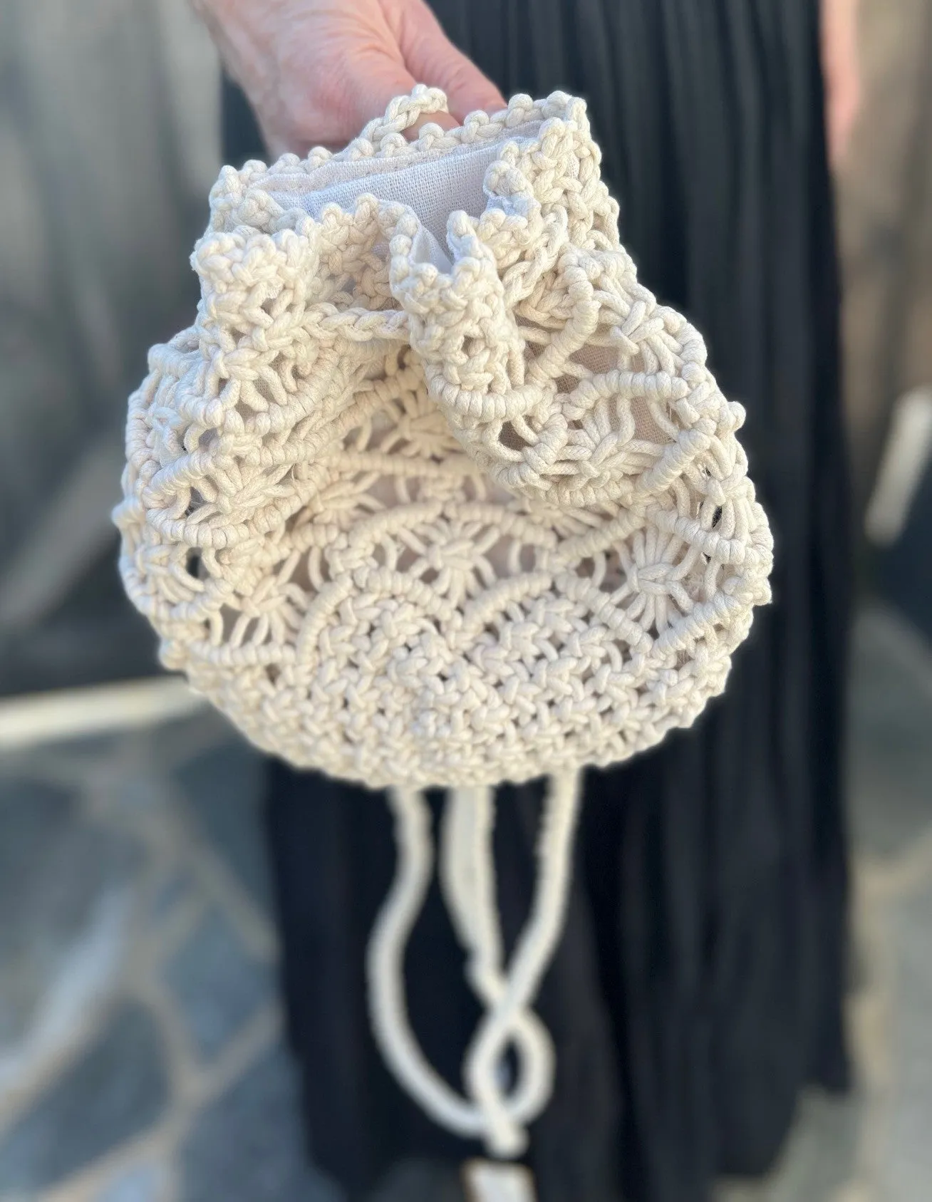 Hermosa Macrame Tote Bag in Black or Natural