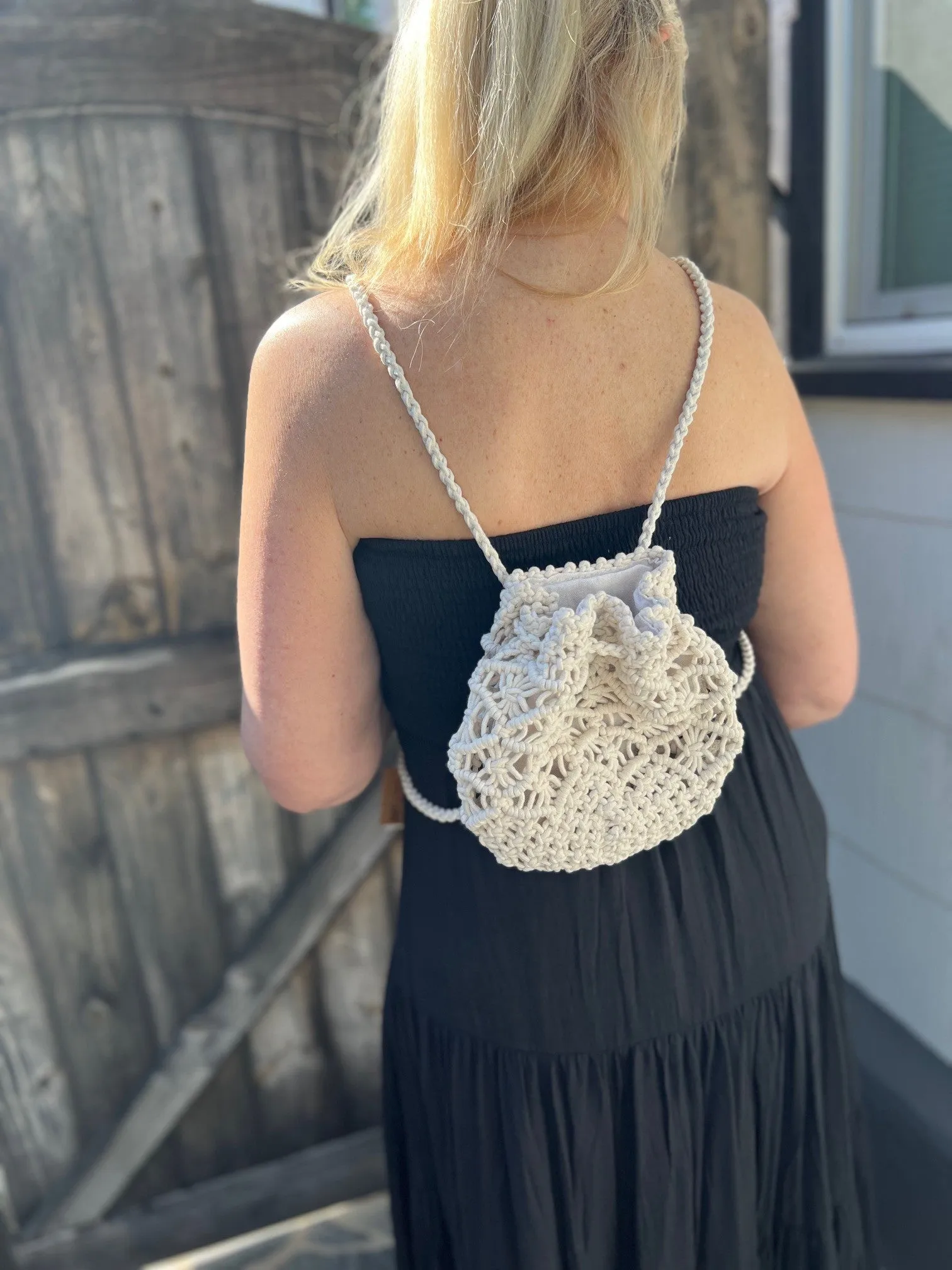Hermosa Macrame Tote Bag in Black or Natural