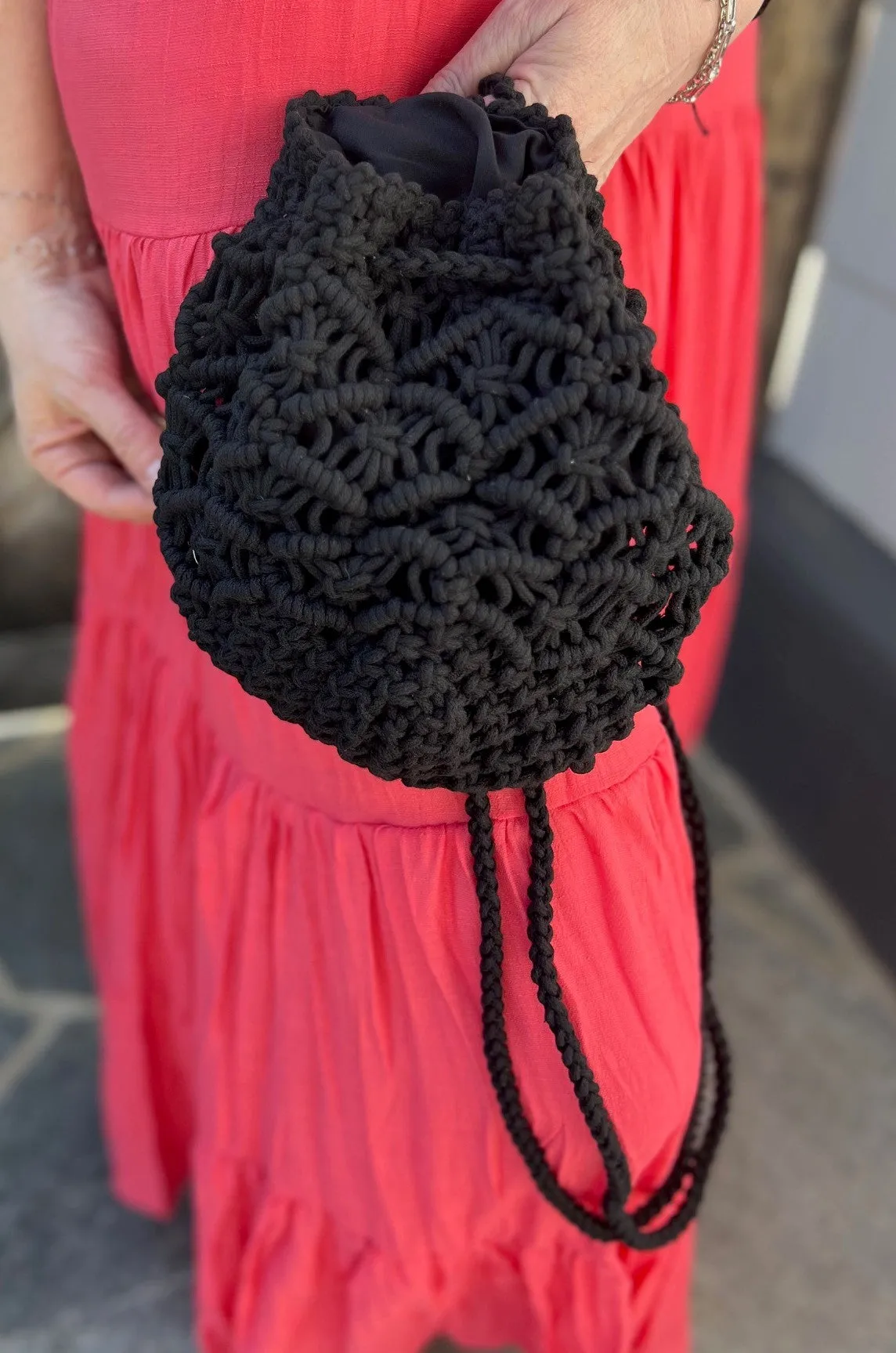 Hermosa Macrame Tote Bag in Black or Natural