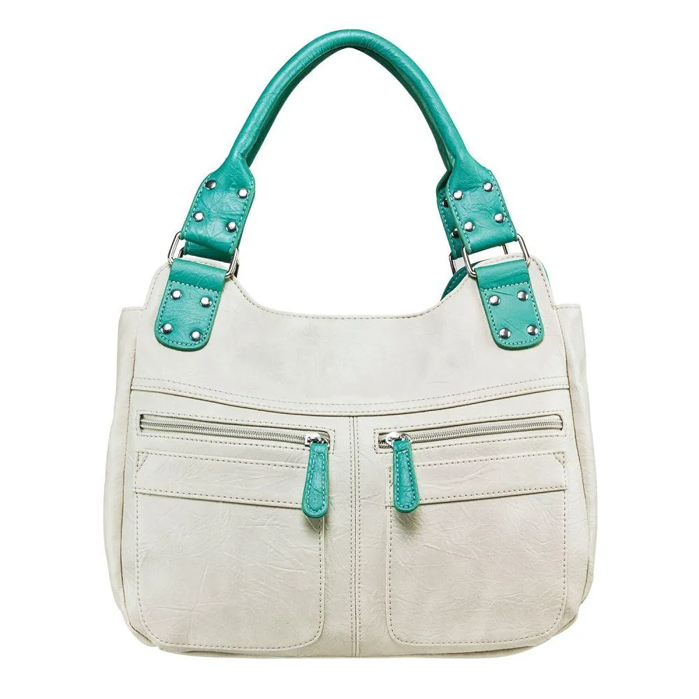 Hobo Bag Off White Seafoam Trim