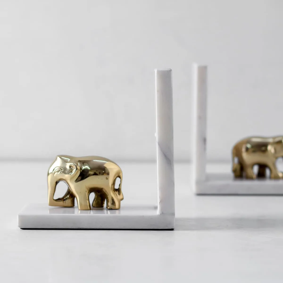 Home Artisan Ollie Marble and Brass Elephant Bookends