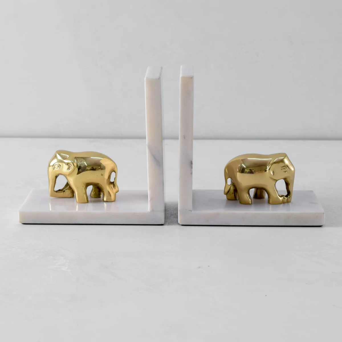 Home Artisan Ollie Marble and Brass Elephant Bookends
