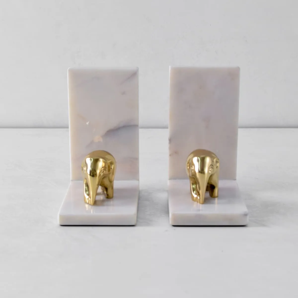 Home Artisan Ollie Marble and Brass Elephant Bookends