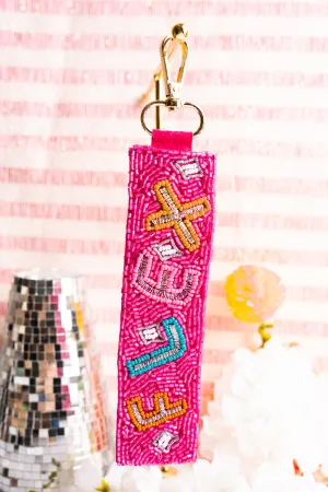 Hot Pink 'Flex' Seed Bead Wristlet Keychain