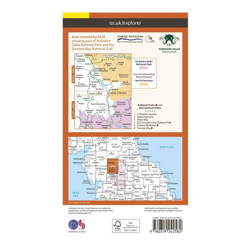 Howgill Fells and Upper Eden Valley - OS Explorer Map OL19
