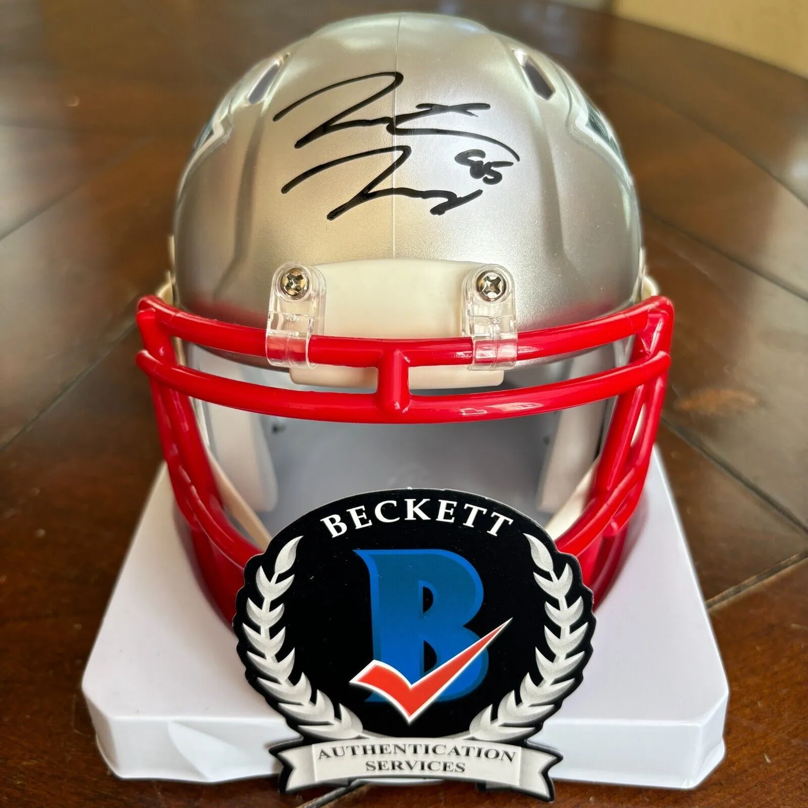 Hunter Henry Autographed Signed New England Patriots Mini Helmet Beckett