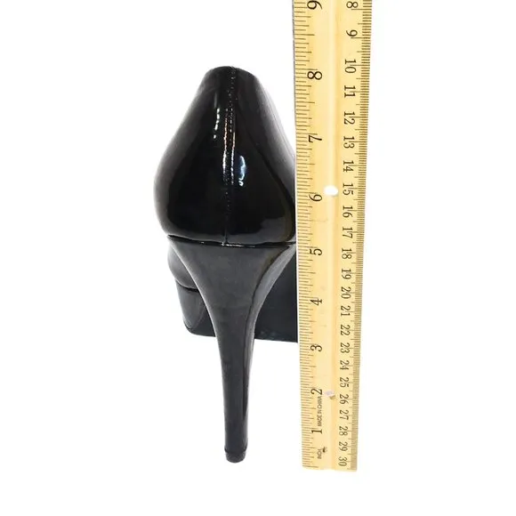 JESSICA SIMPSON BLACK PATENT STILETTO PLATFORM HEELS - SIZE 9