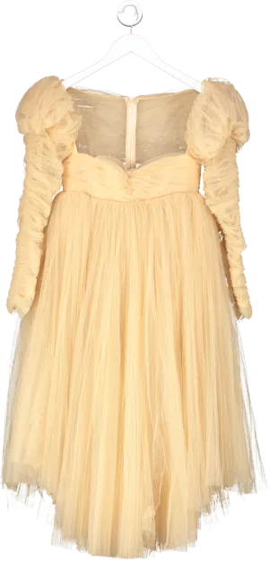 Khaite Beige Trisha Pleated Tulle Crystal Embellished Dress UK 8