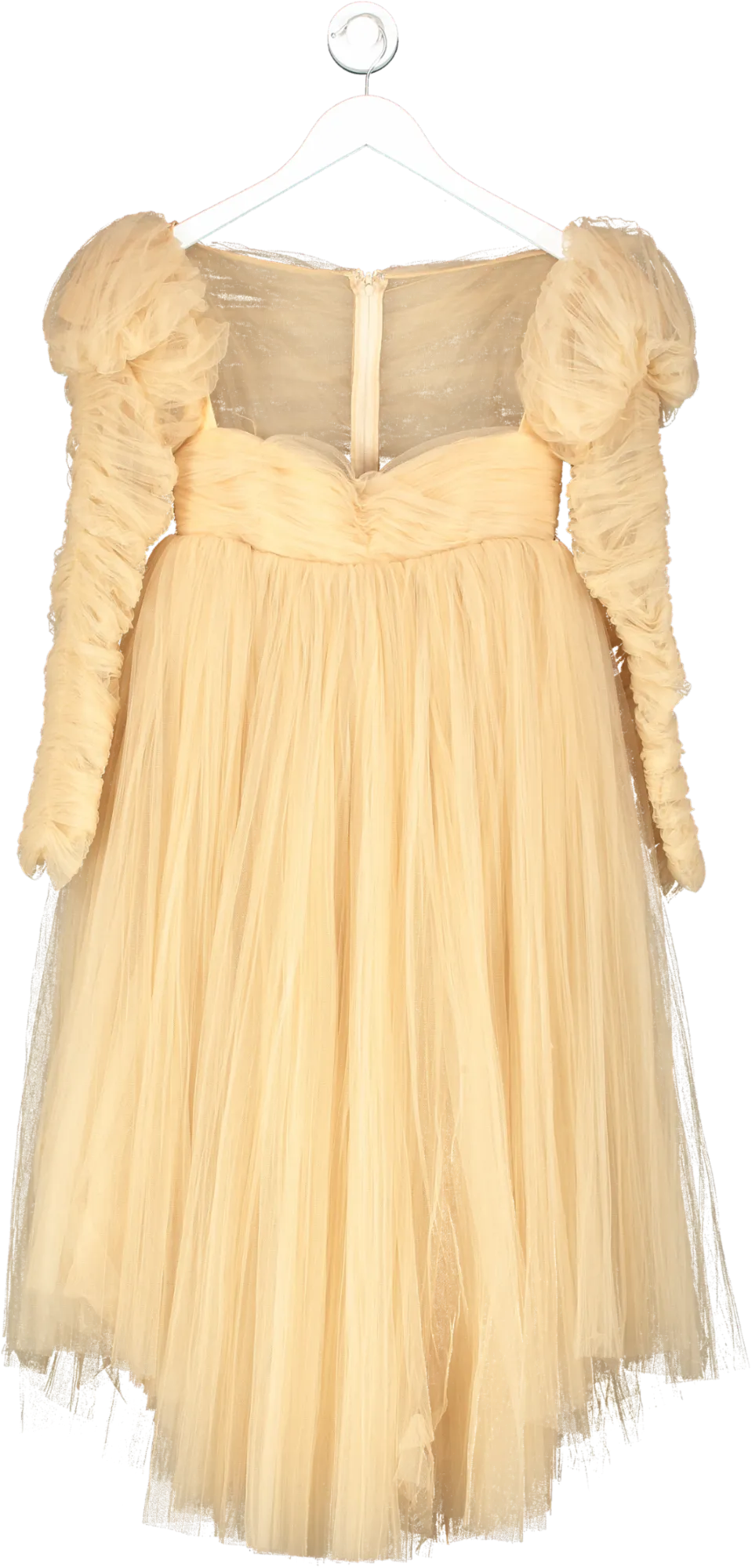 Khaite Beige Trisha Pleated Tulle Crystal Embellished Dress UK 8