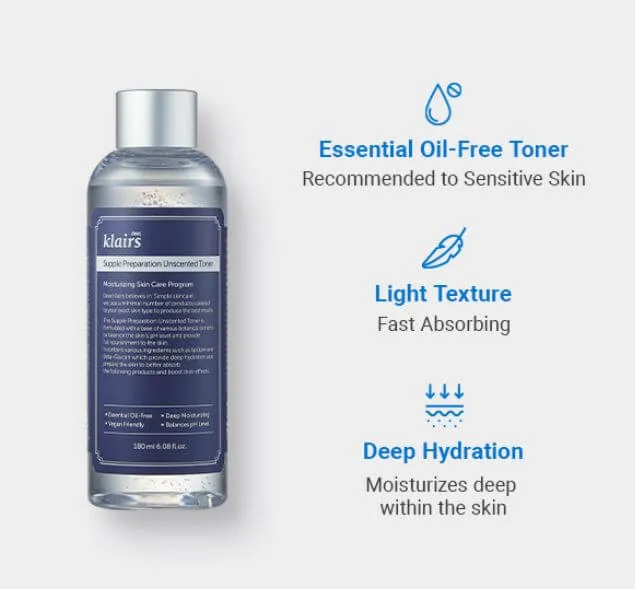 Klairs Supple Preparation Unscented Toner 30ml & 180ml