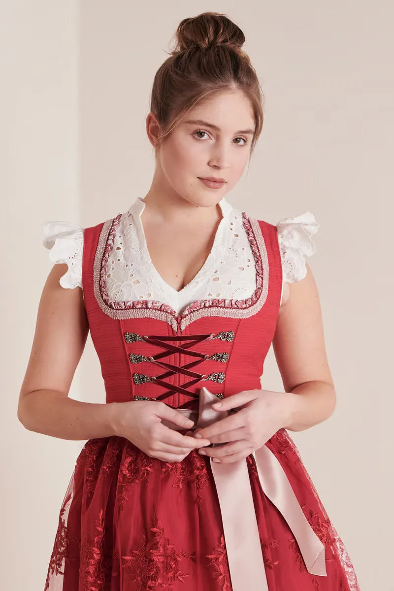 Kruger Midi Dirndl 2pcs. 50cm "Nakita" red (32,38,40)