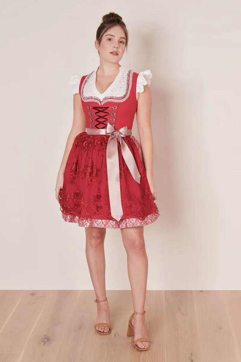 Kruger Midi Dirndl 2pcs. 50cm "Nakita" red (32,38,40)