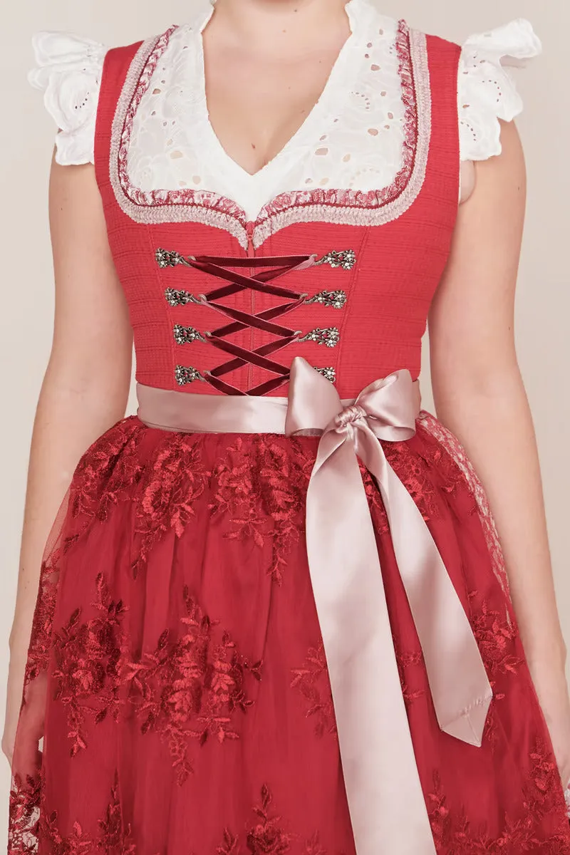 Kruger Midi Dirndl 2pcs. 50cm "Nakita" red (32,38,40)