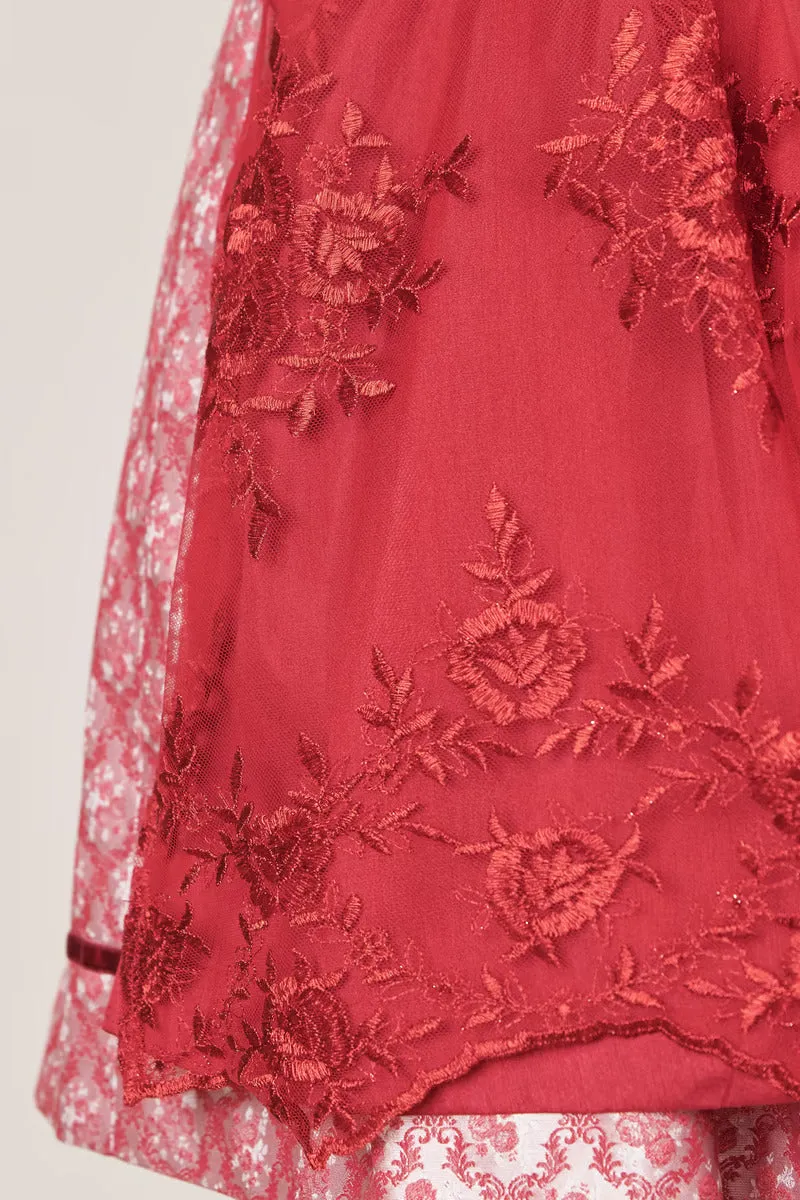 Kruger Midi Dirndl 2pcs. 50cm "Nakita" red (32,38,40)