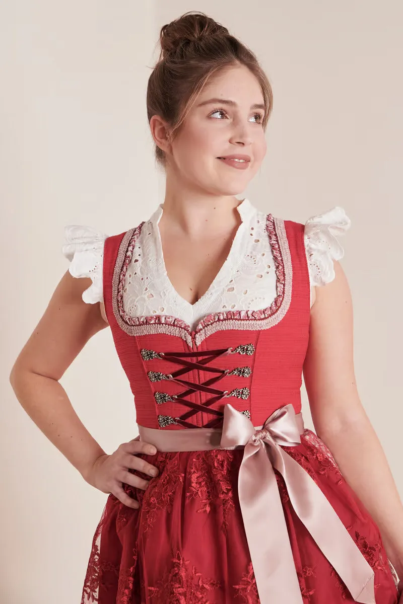 Kruger Midi Dirndl 2pcs. 50cm "Nakita" red (32,38,40)