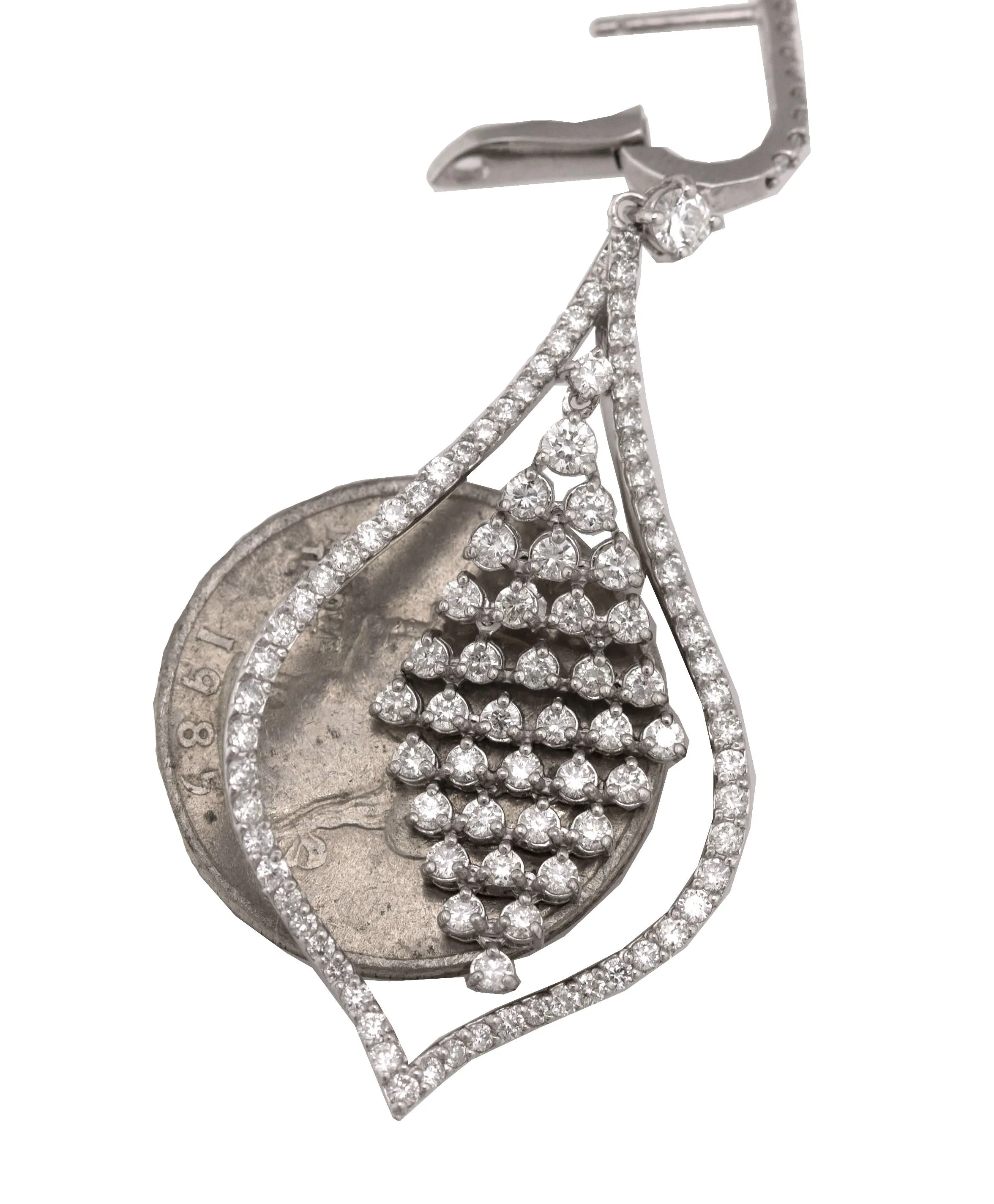Ladies Exquisite 14K White Gold 3.80CTW Diamond Chandelier Drop/Dangle Earrings