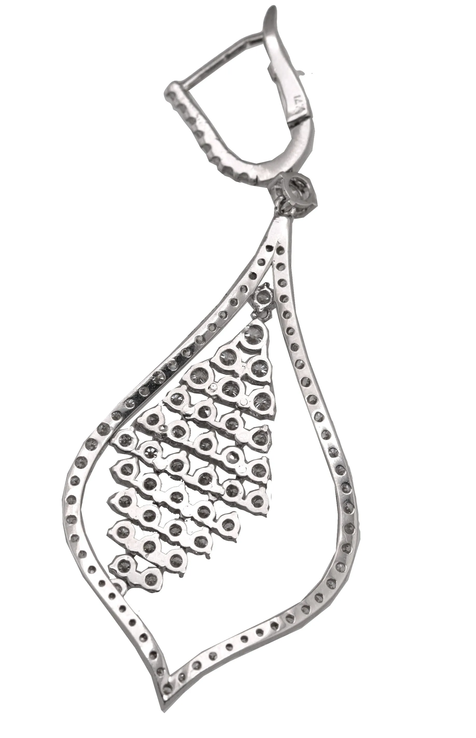 Ladies Exquisite 14K White Gold 3.80CTW Diamond Chandelier Drop/Dangle Earrings