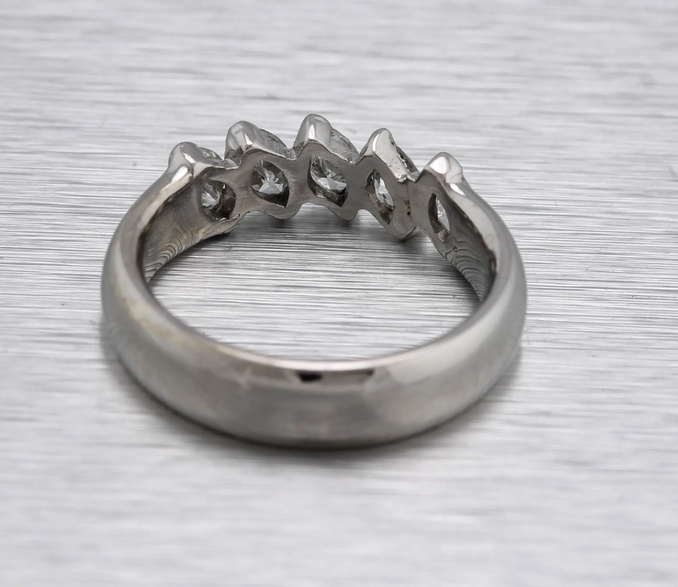 Ladies Exquisite Sparkling 14K White Gold 1 CT Marquise Cut Diamond Band Ring