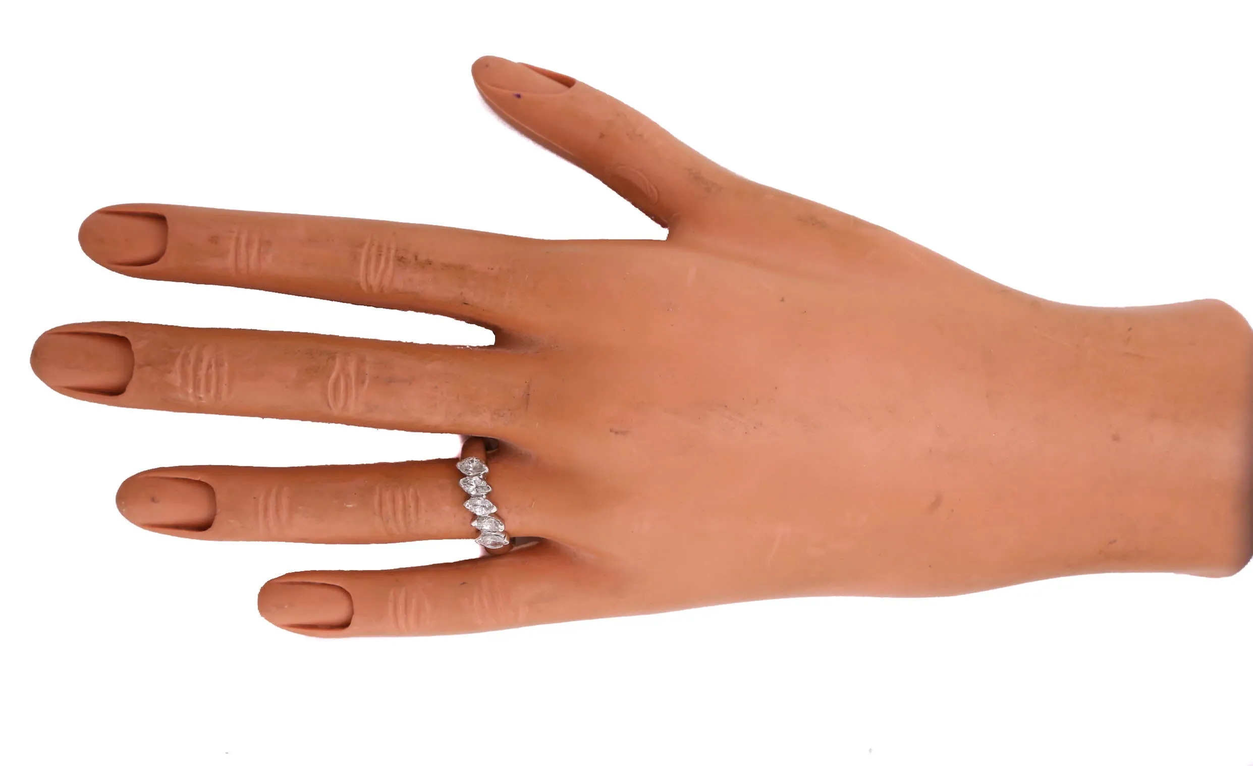 Ladies Exquisite Sparkling 14K White Gold 1 CT Marquise Cut Diamond Band Ring