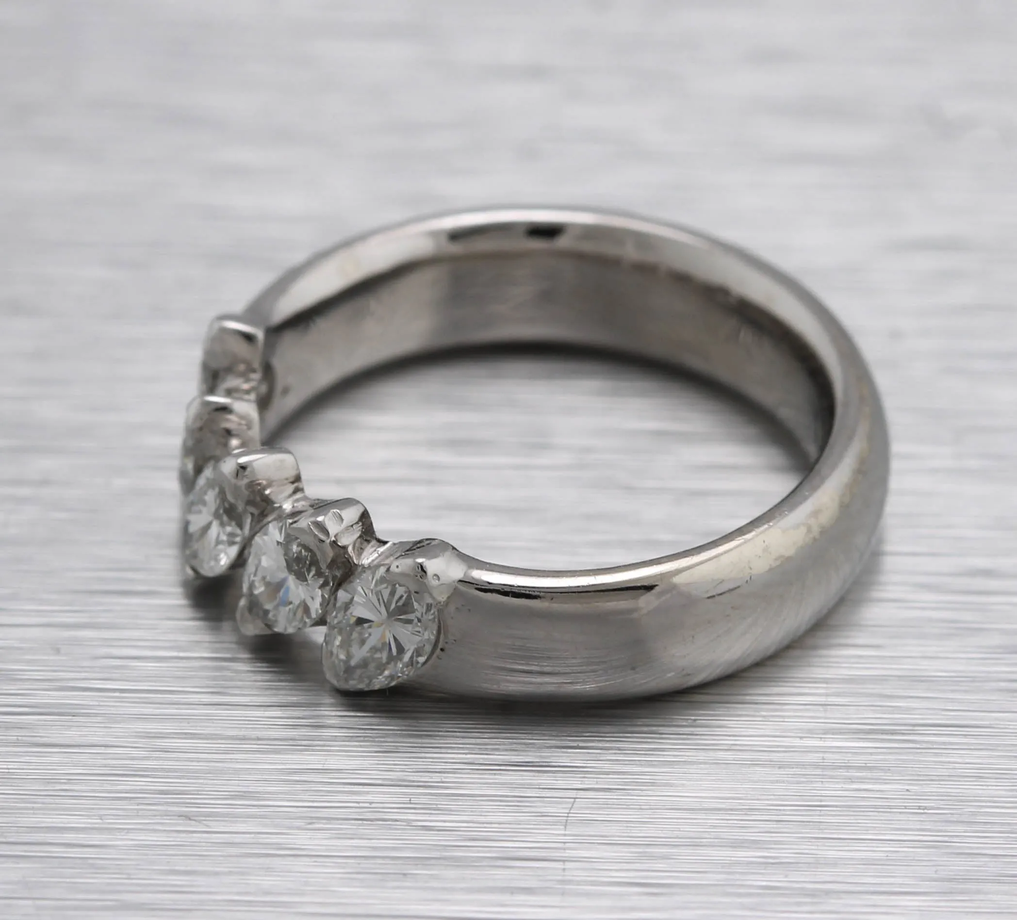 Ladies Exquisite Sparkling 14K White Gold 1 CT Marquise Cut Diamond Band Ring