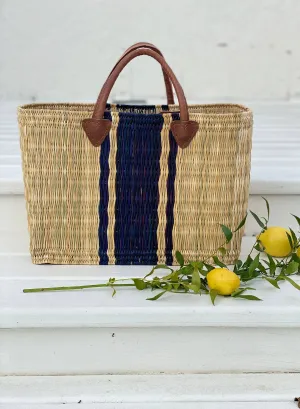 Large Beach Basket Bicolor Band