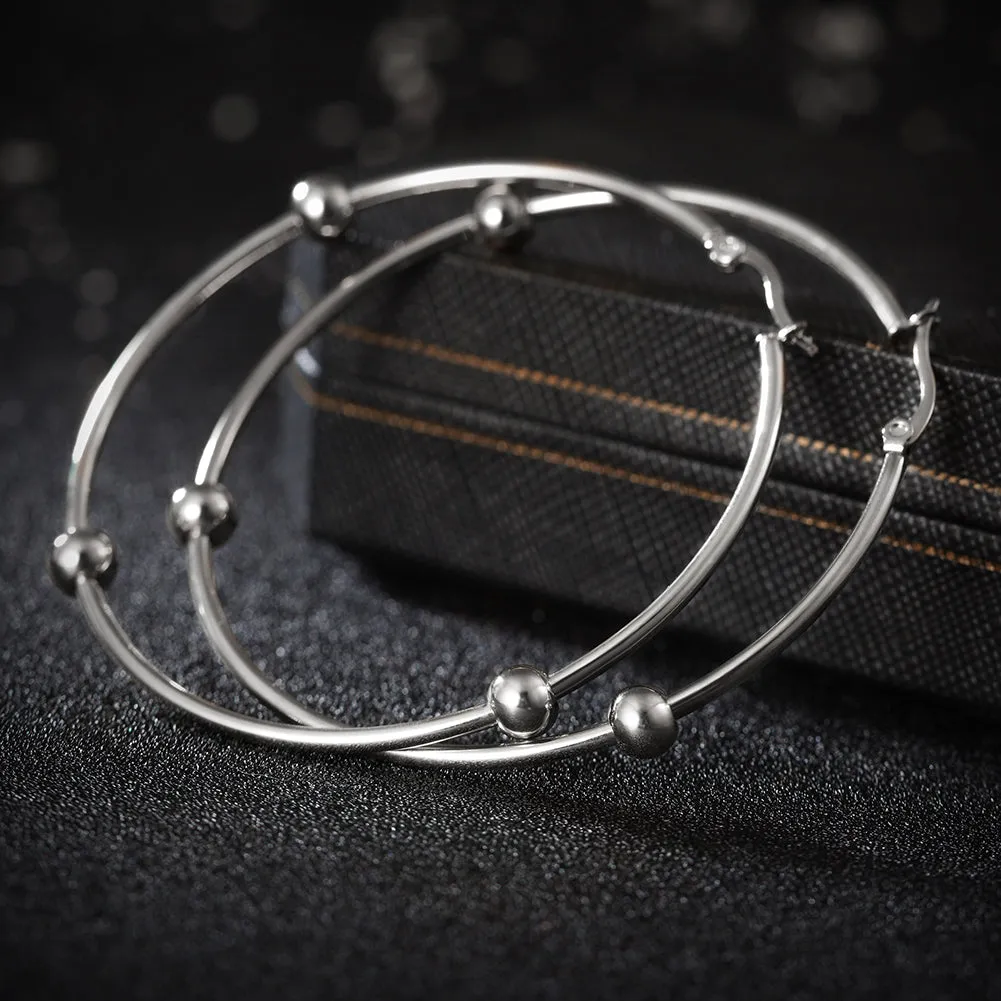 Large circular smooth earrings-SCE249ST
