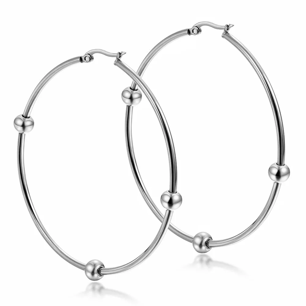 Large circular smooth earrings-SCE249ST