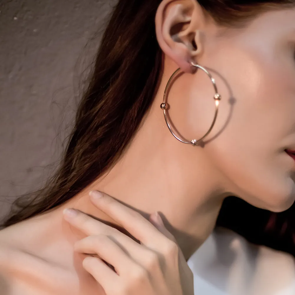 Large circular smooth earrings-SCE249ST