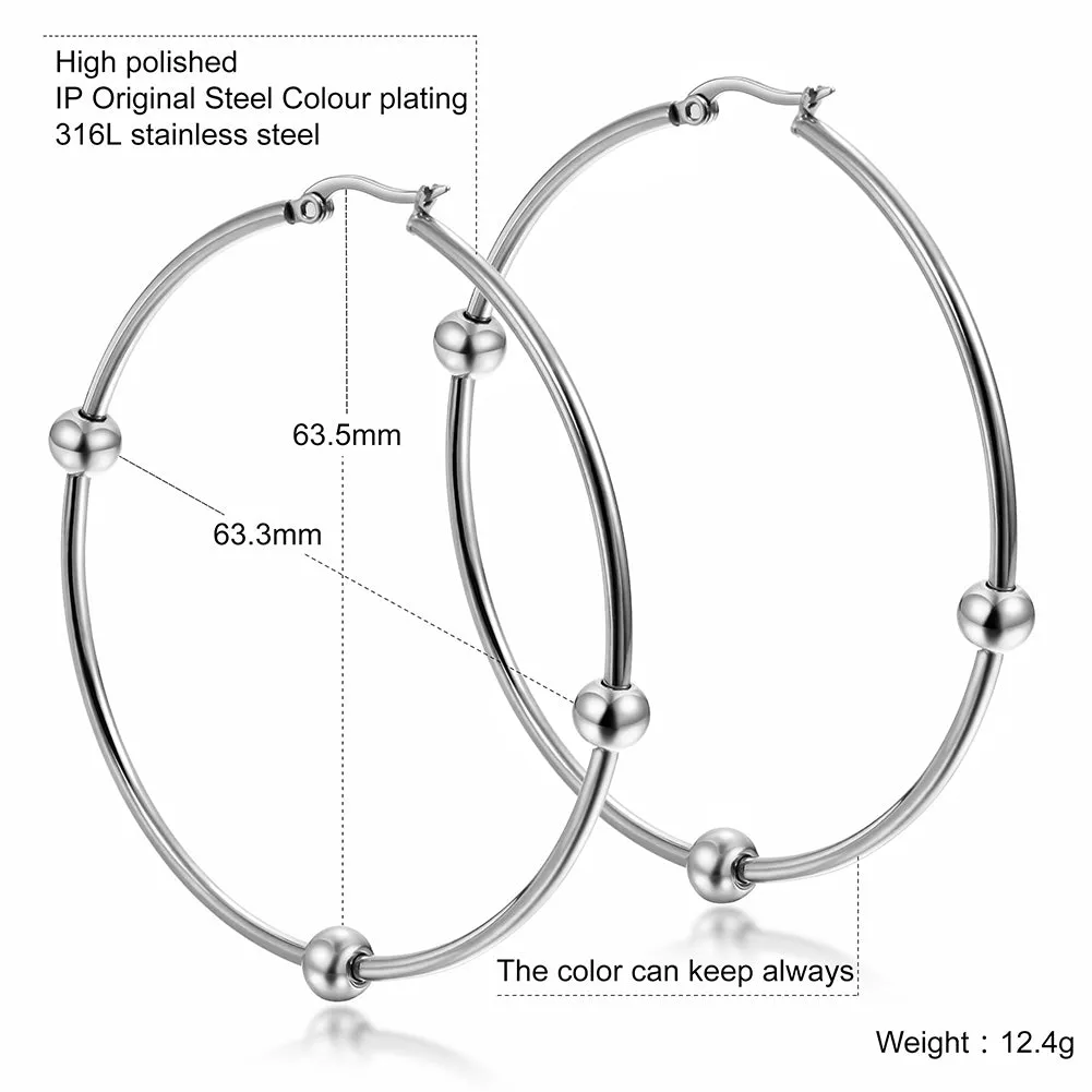 Large circular smooth earrings-SCE249ST