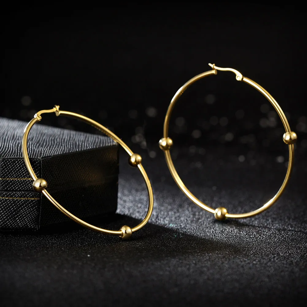 Large circular smooth earrings-SCE249ST
