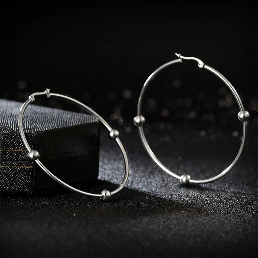 Large circular smooth earrings-SCE249ST