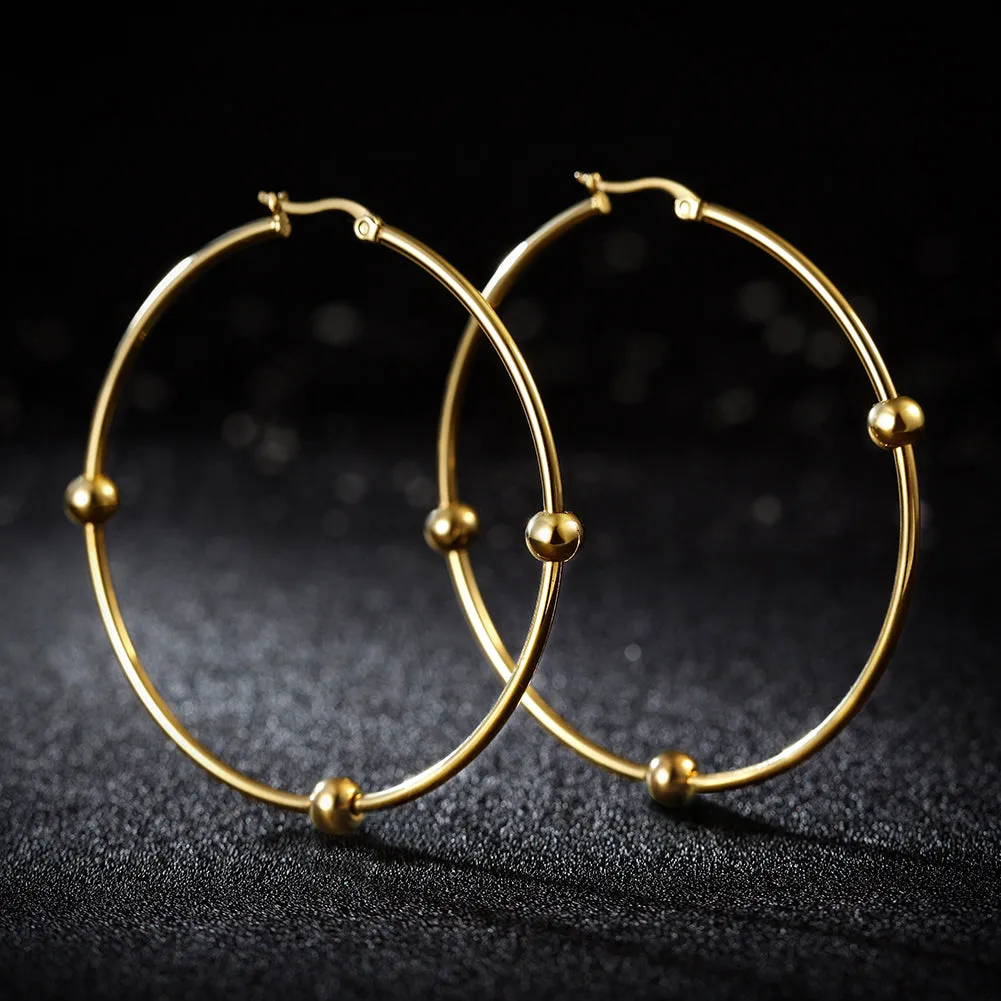 Large circular smooth earrings-SCE249ST