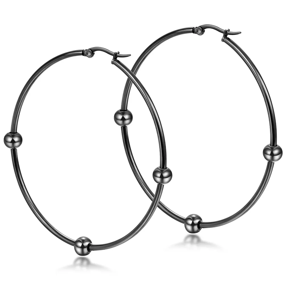 Large circular smooth earrings-SCE249ST