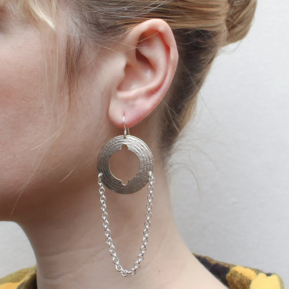 Large Cutout Disc with Chain Wire Earring