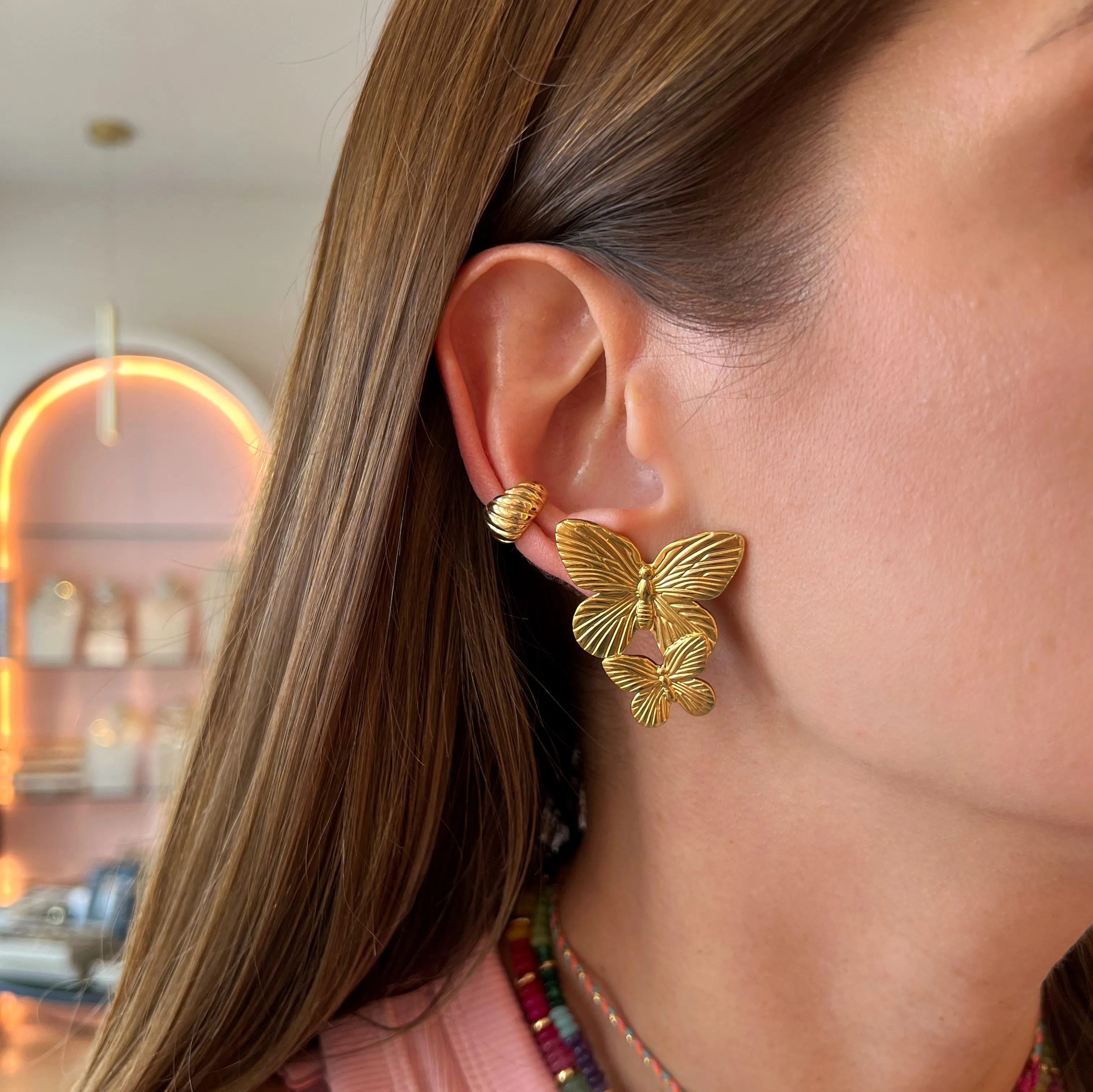 Large Double Butterfly Earrings