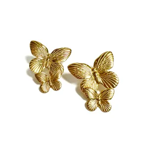 Large Double Butterfly Earrings