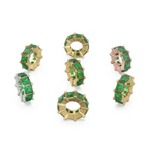 Large hole 12mm 18k Solid Yellow Gold Emerald Eternity Rondelle Wheel Bead Finding Spacer / Princess Cut Gold Bead / European Gold Big Bead